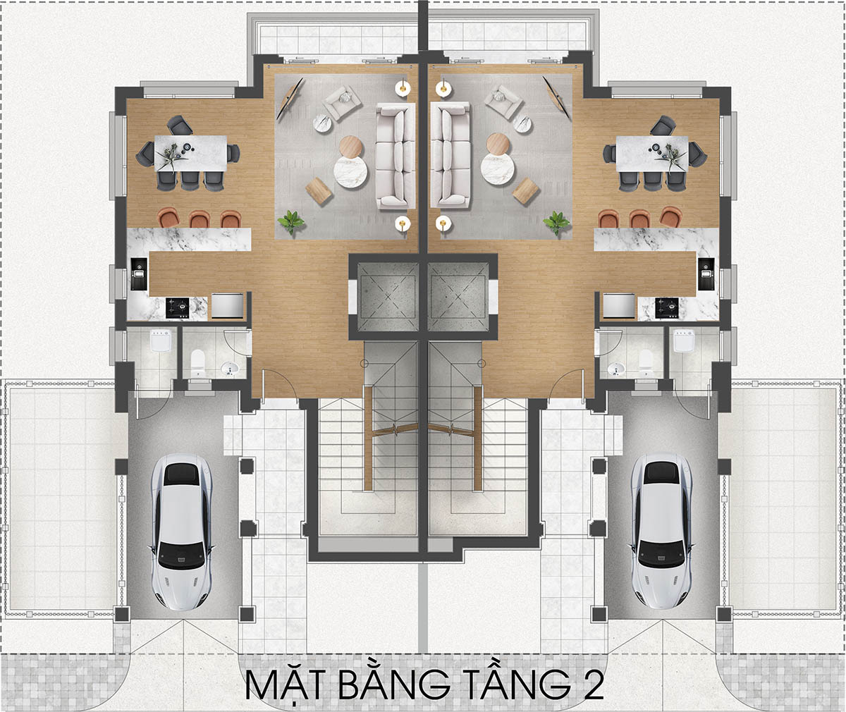 Mặt bằng tầng 2 biệt thự RV2 Valley Park Residences