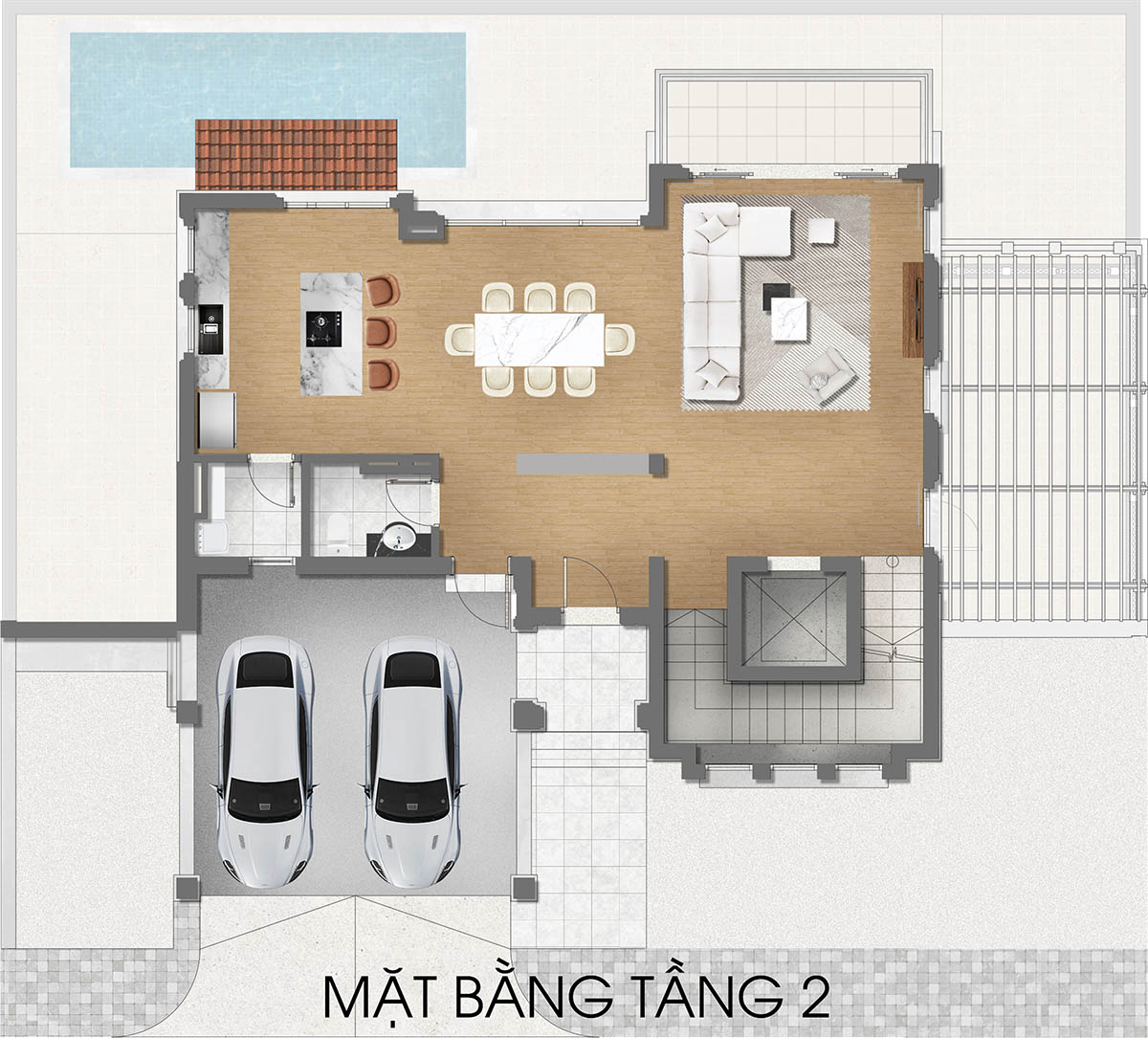 Mặt bằng tầng 2 biệt thự RV4 Valley Park Residences