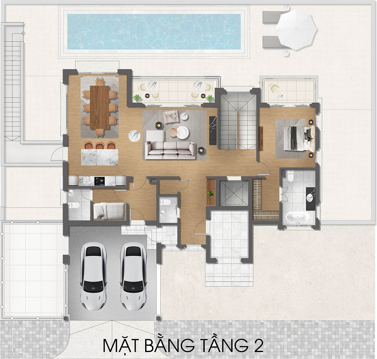 Mặt bằng tầng 2 biệt thự RV5 Valley Park Residences