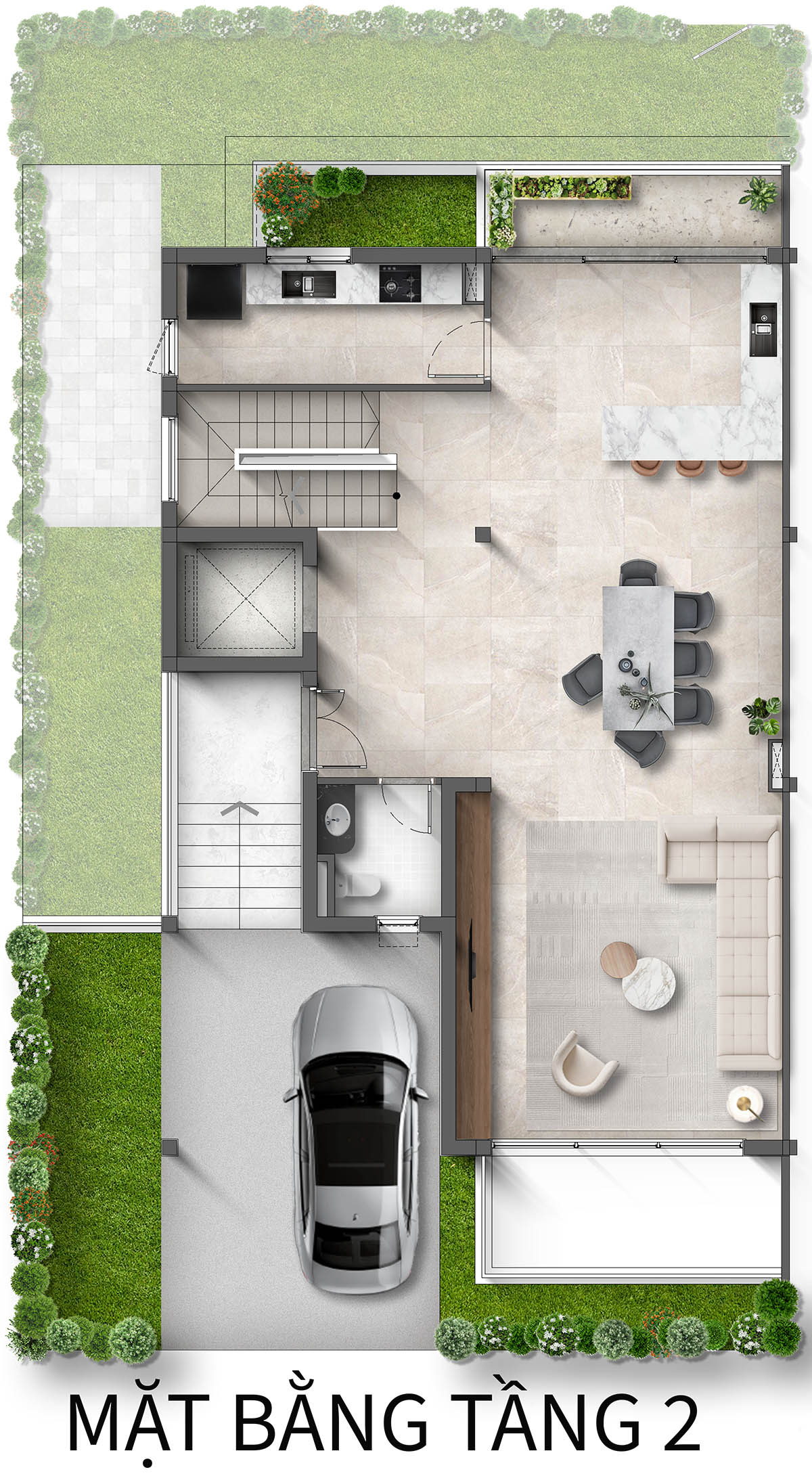 Mặt bằng tầng 2 Biệt thự Song lập ĐH Taluy âm khu Spring Residences
