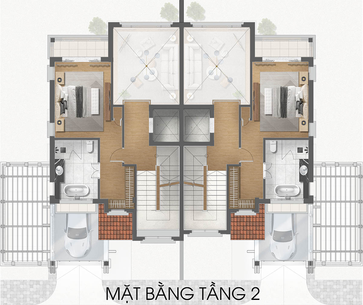 Mặt bằng tầng 2 mẫu RV1 Valley Park Residences