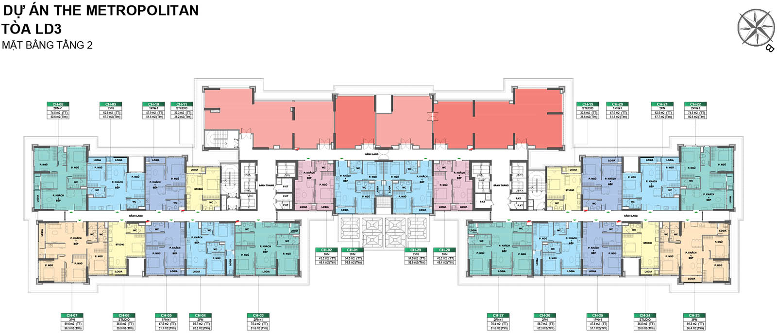 Mặt bằng tầng 2 Tòa LD3 The London Vinhomes Ocean Park 1