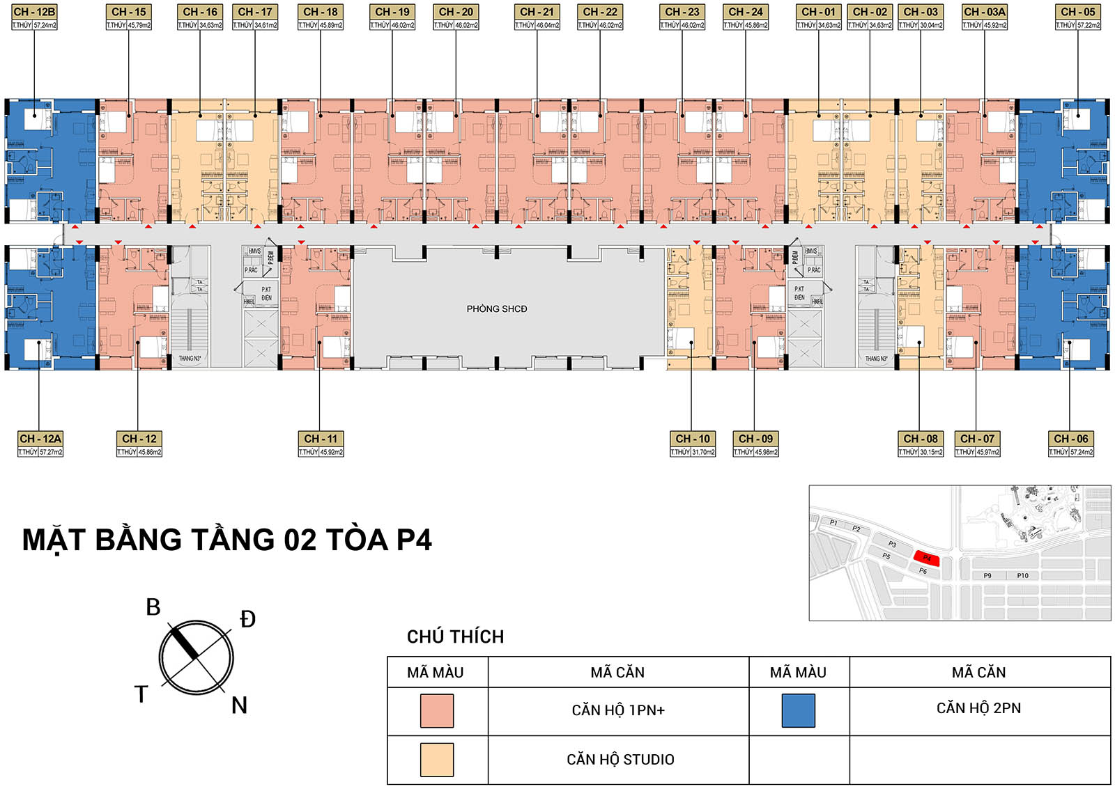 Mặt bằng Tầng 2 Tòa P4 Park Residence (Sun Urban City)