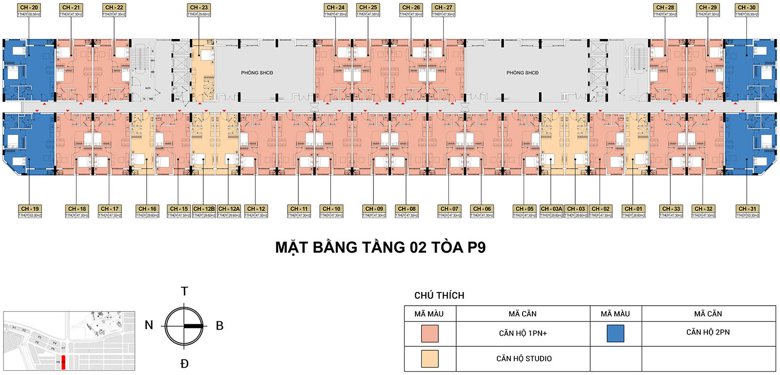 Mặt bằng Tầng 2 Tòa P9 Park Residence (Sun Urban City)