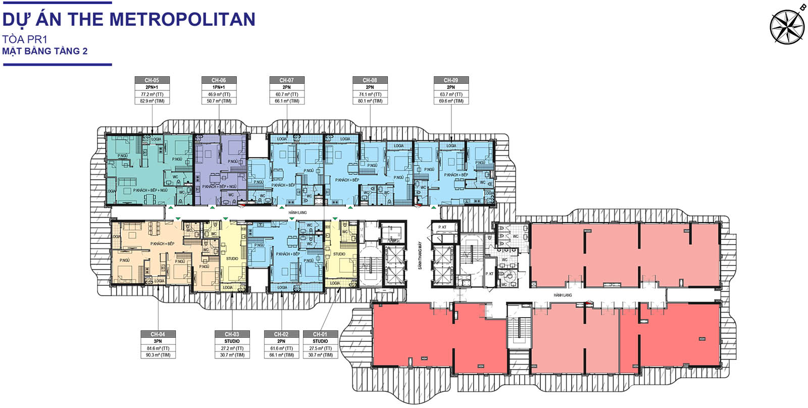 Mặt bằng tầng 2 Tòa PR1 The Paris Vinhomes Ocean Park 1