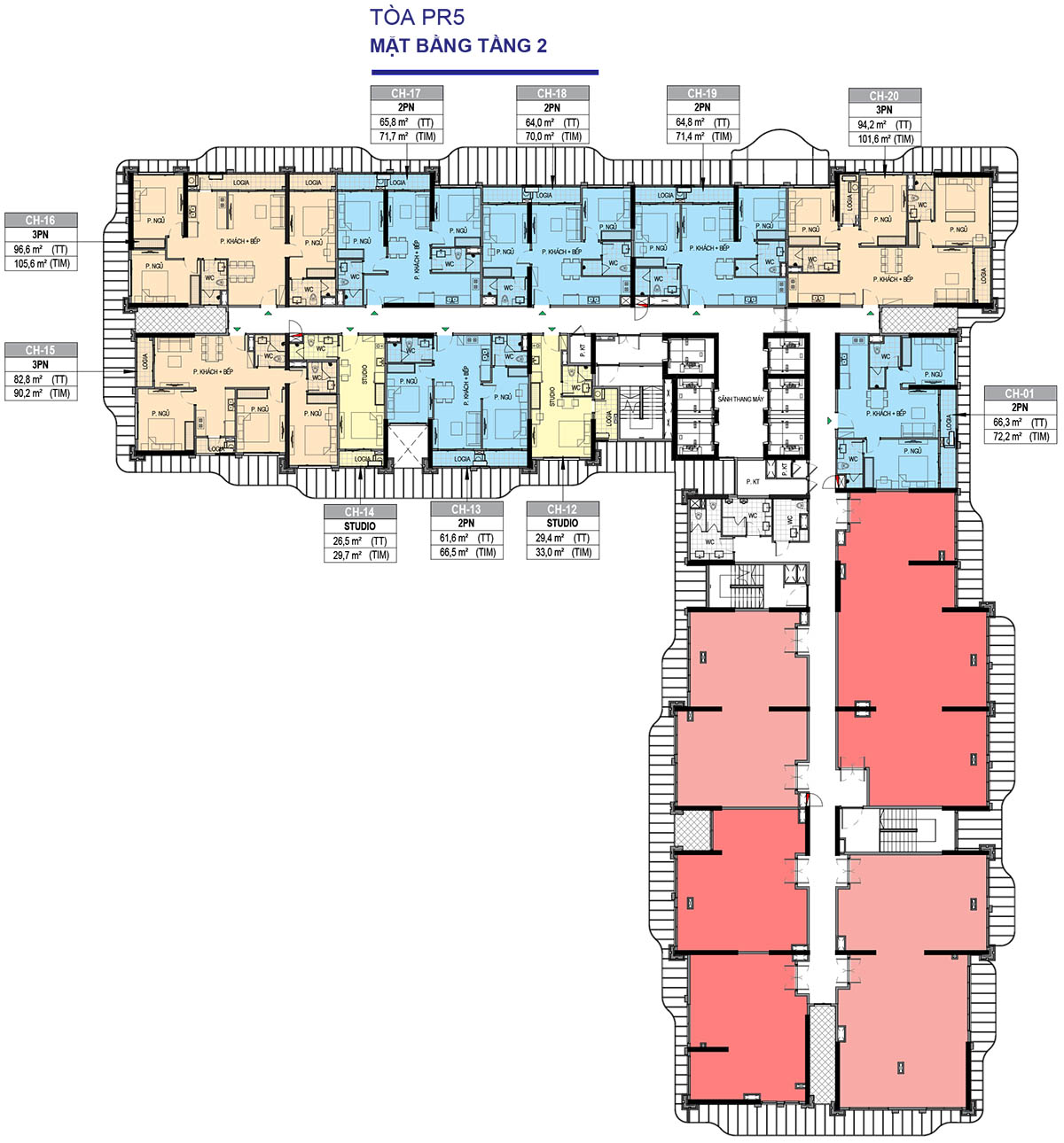 Mặt bằng tầng 2 Tòa PR5 The Paris Vinhomes Ocean Park 1