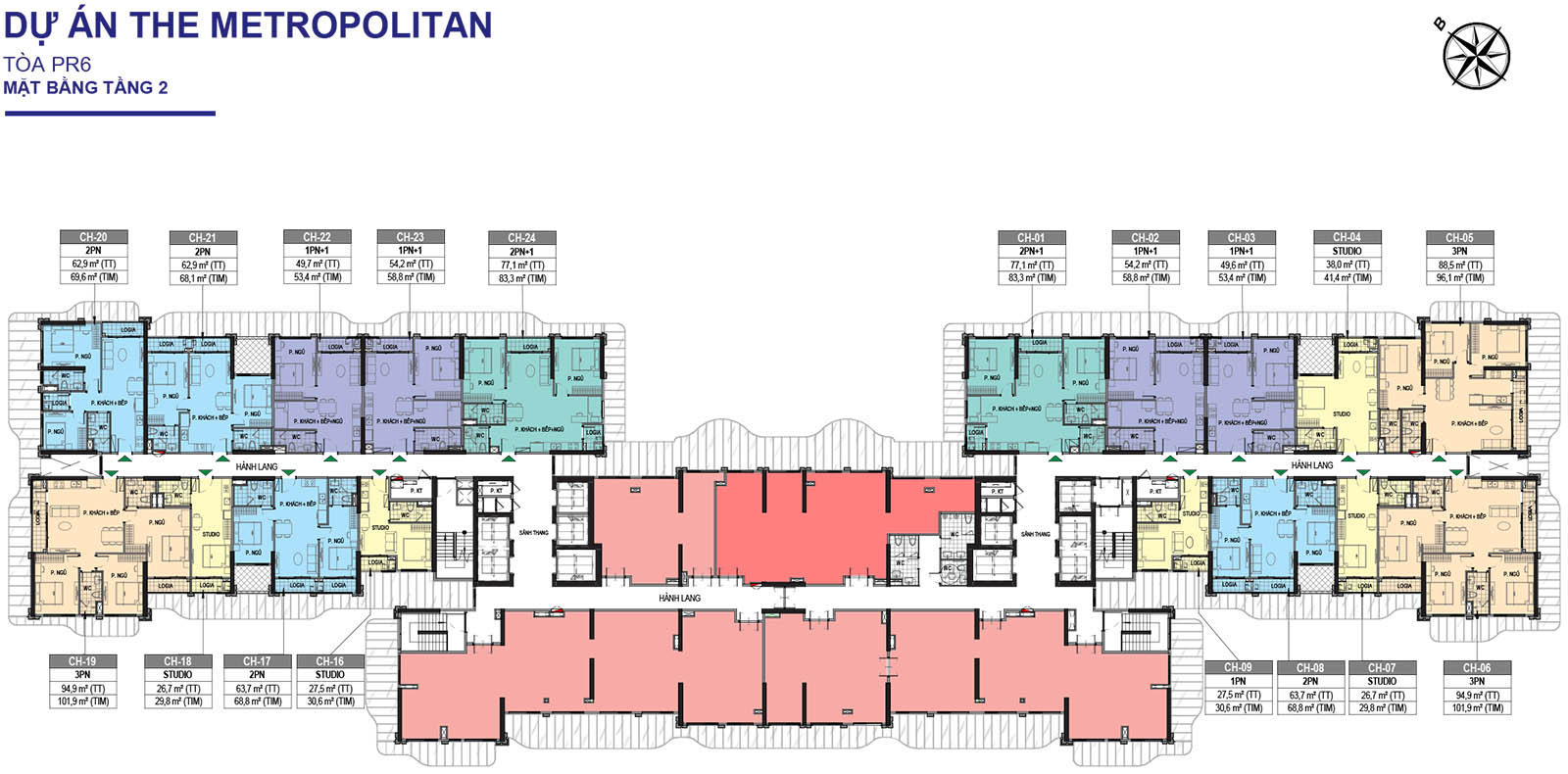 Mặt bằng tầng 2 Tòa PR6 The Paris Vinhomes Ocean Park 1