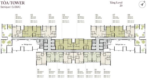 Mặt bằng tầng 20 tòa Senique I