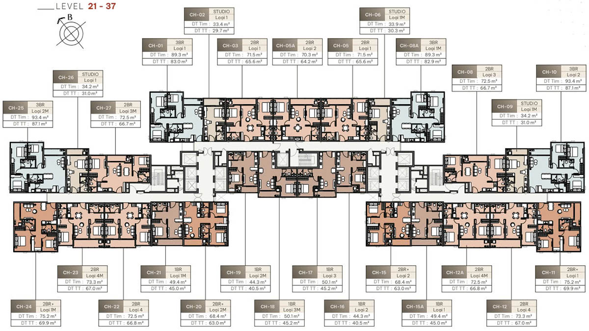 Mặt bằng tầng 21-37 tòa Majesty (L3)