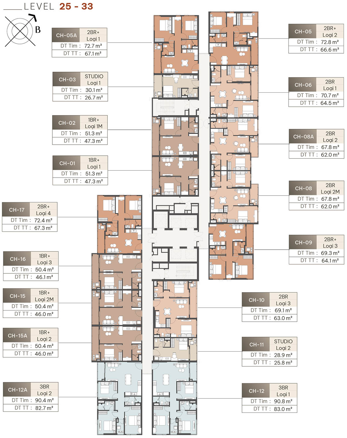 Mặt bằng tầng 25-33 tòa Liberty (L1)