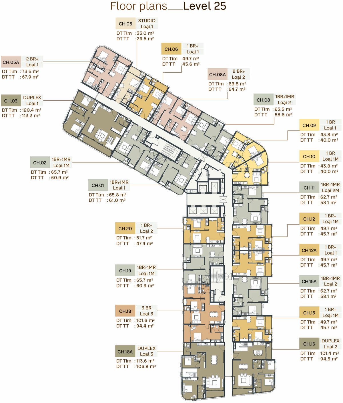 Mặt bằng tầng 25 tòa S1 Southern Square trong Masteri Trinity Square