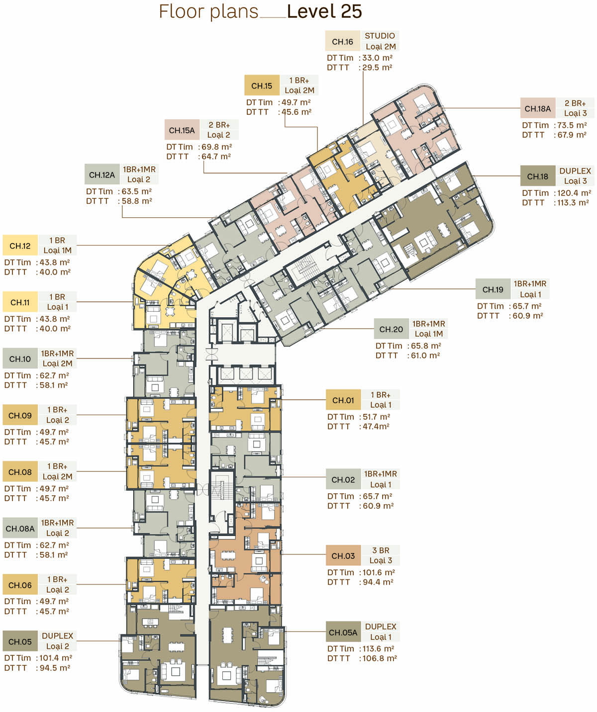 Mặt bằng tầng 25 tòa S2 Southern Square trong Masteri Trinity Square