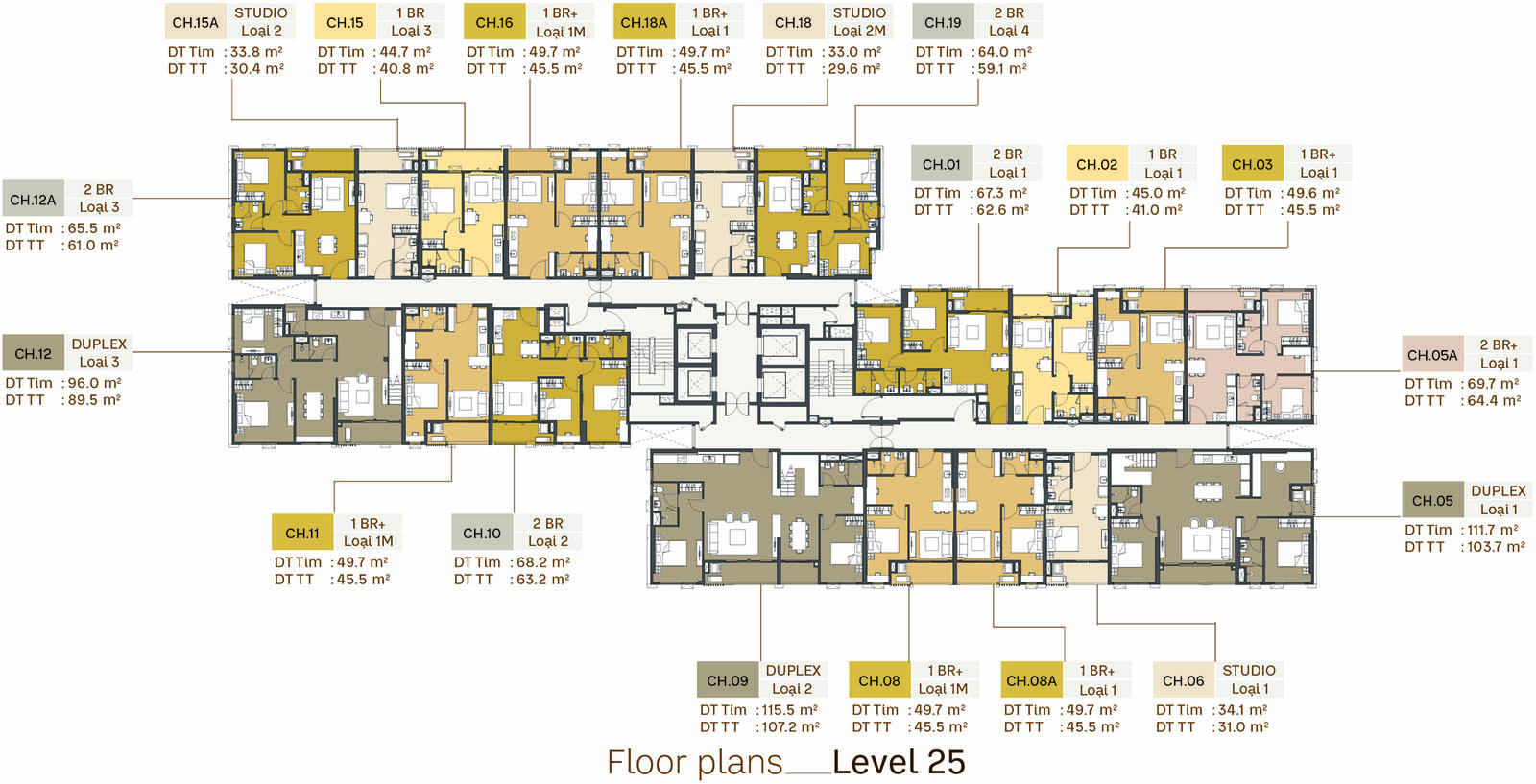 Mặt bằng tầng 25 tòa S3 Southern Square trong Masteri Trinity Square