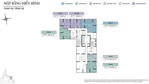 Mặt bằng tầng 26, tháp F6 Sun Feliza Suites