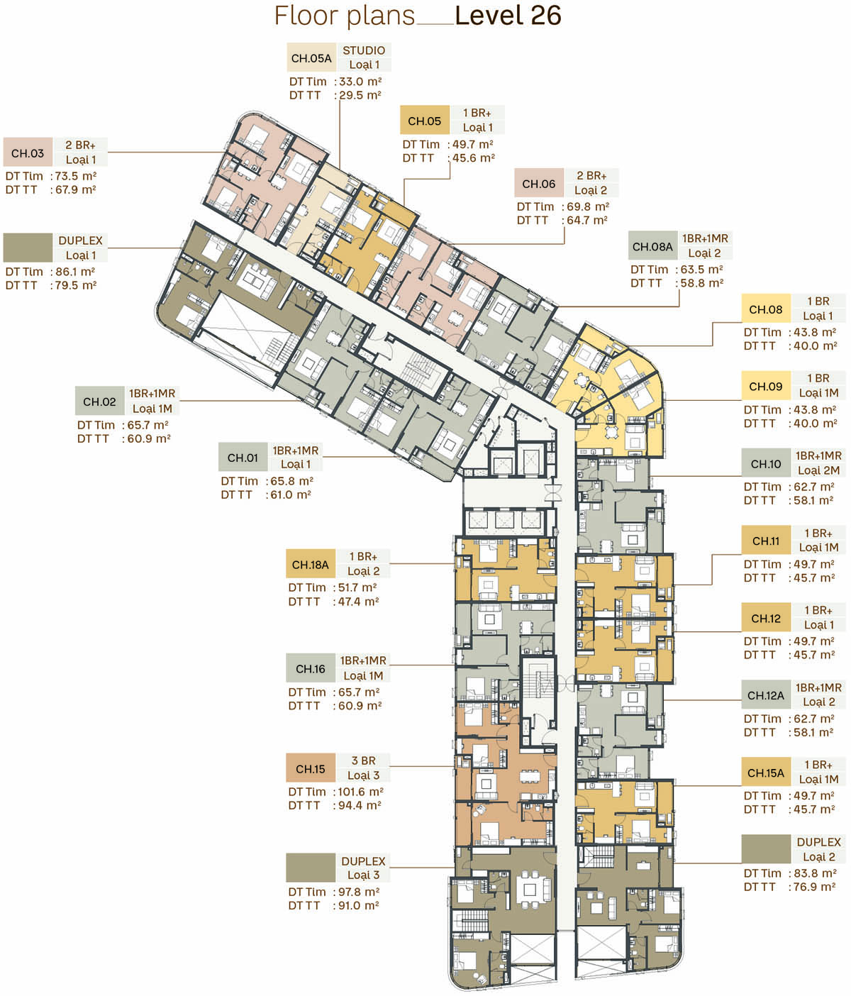 Mặt bằng tầng 26 tòa S1 Southern Square trong Masteri Trinity Square