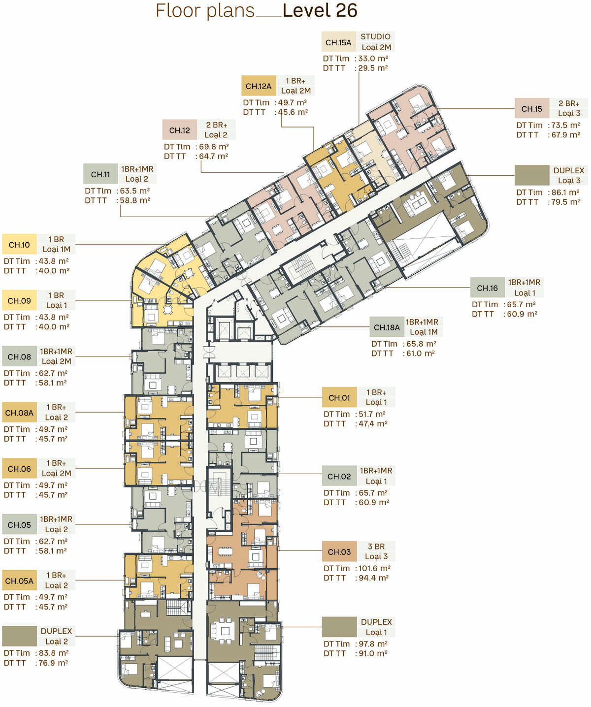 Mặt bằng tầng 26 tòa S2 Southern Square trong Masteri Trinity Square