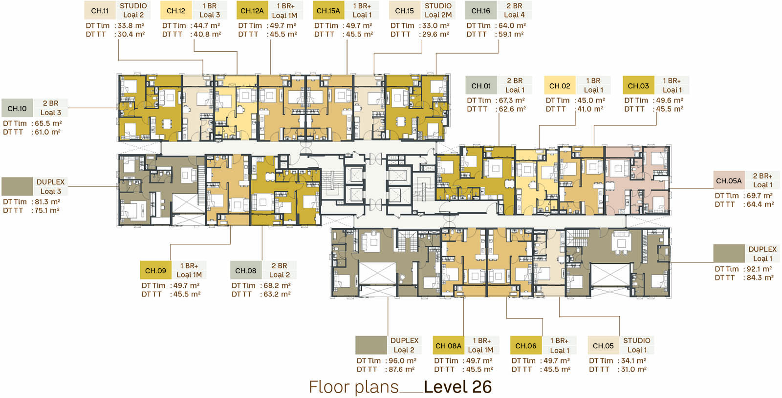 Mặt bằng tầng 26 tòa S3 Southern Square trong Masteri Trinity Square