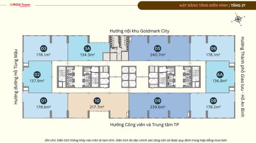 Mặt bằng tầng 27 tòa Rox Tower Goldmark City