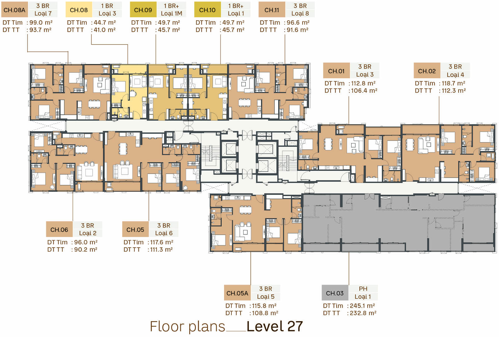 Mặt bằng tầng 27 tòa S3 Southern Square trong Masteri Trinity Square