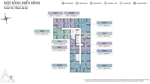 Mặt bằng tầng 28-39, tháp F6 Sun Feliza Suites