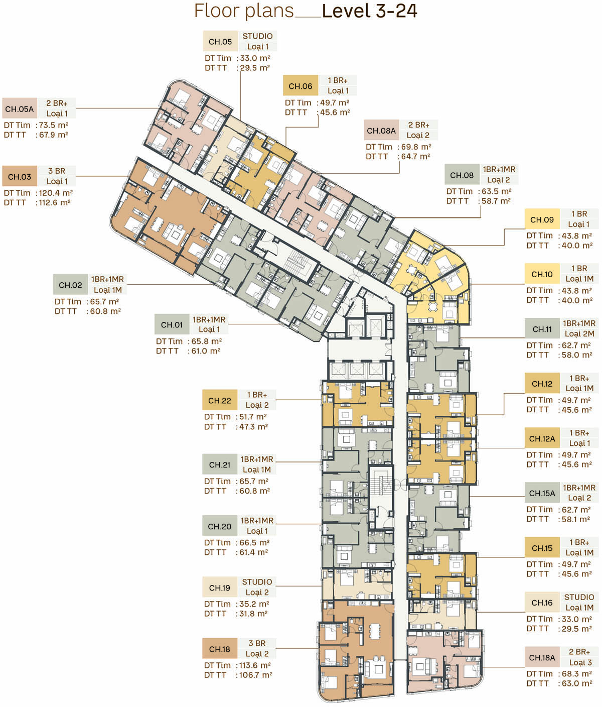 Mặt bằng tầng 3-24 tòa S1 Southern Square trong Masteri Trinity Square