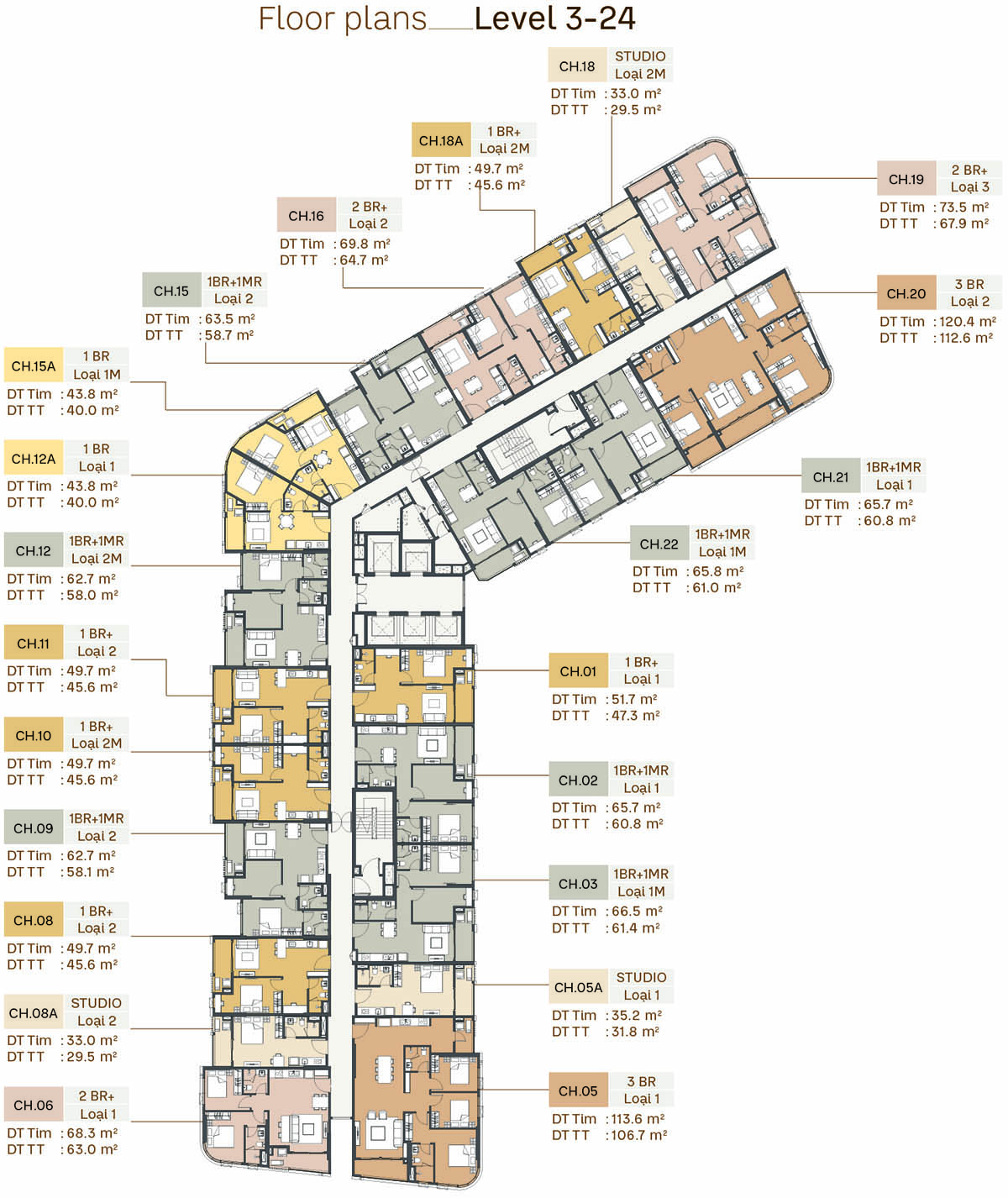 Mặt bằng tầng 3-24 tòa S2 Southern Square trong Masteri Trinity Square