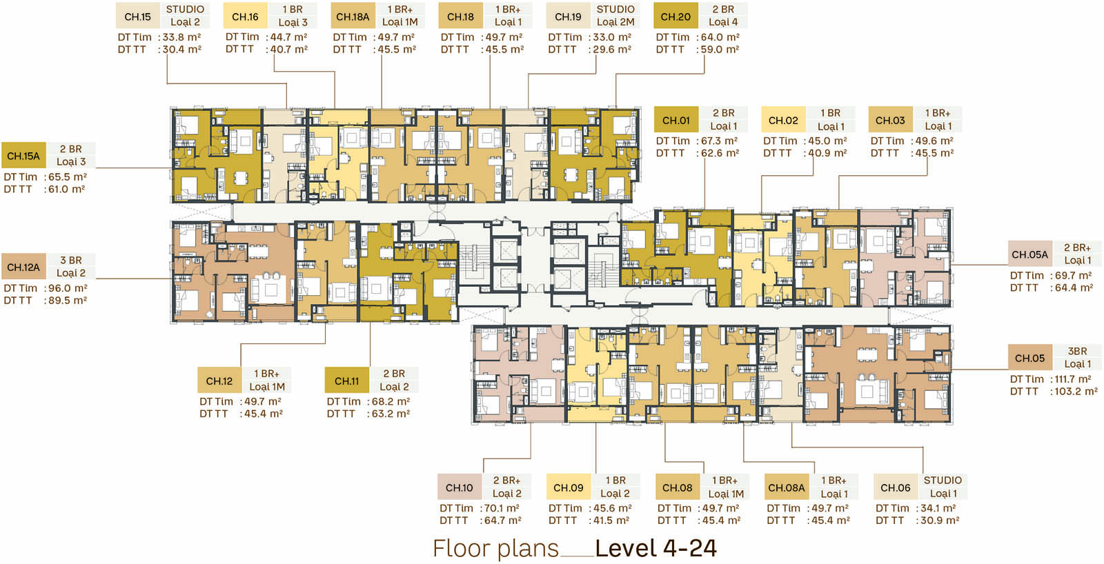 Mặt bằng tầng 3-24 tòa S3 Southern Square trong Masteri Trinity Square
