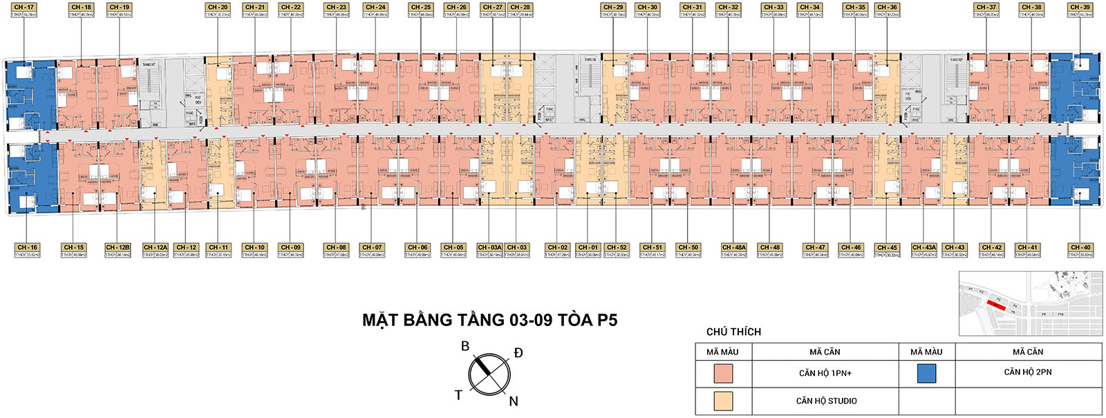 Mặt bằng Tầng 3-9 Tòa P5 Park Residence (Sun Urban City)