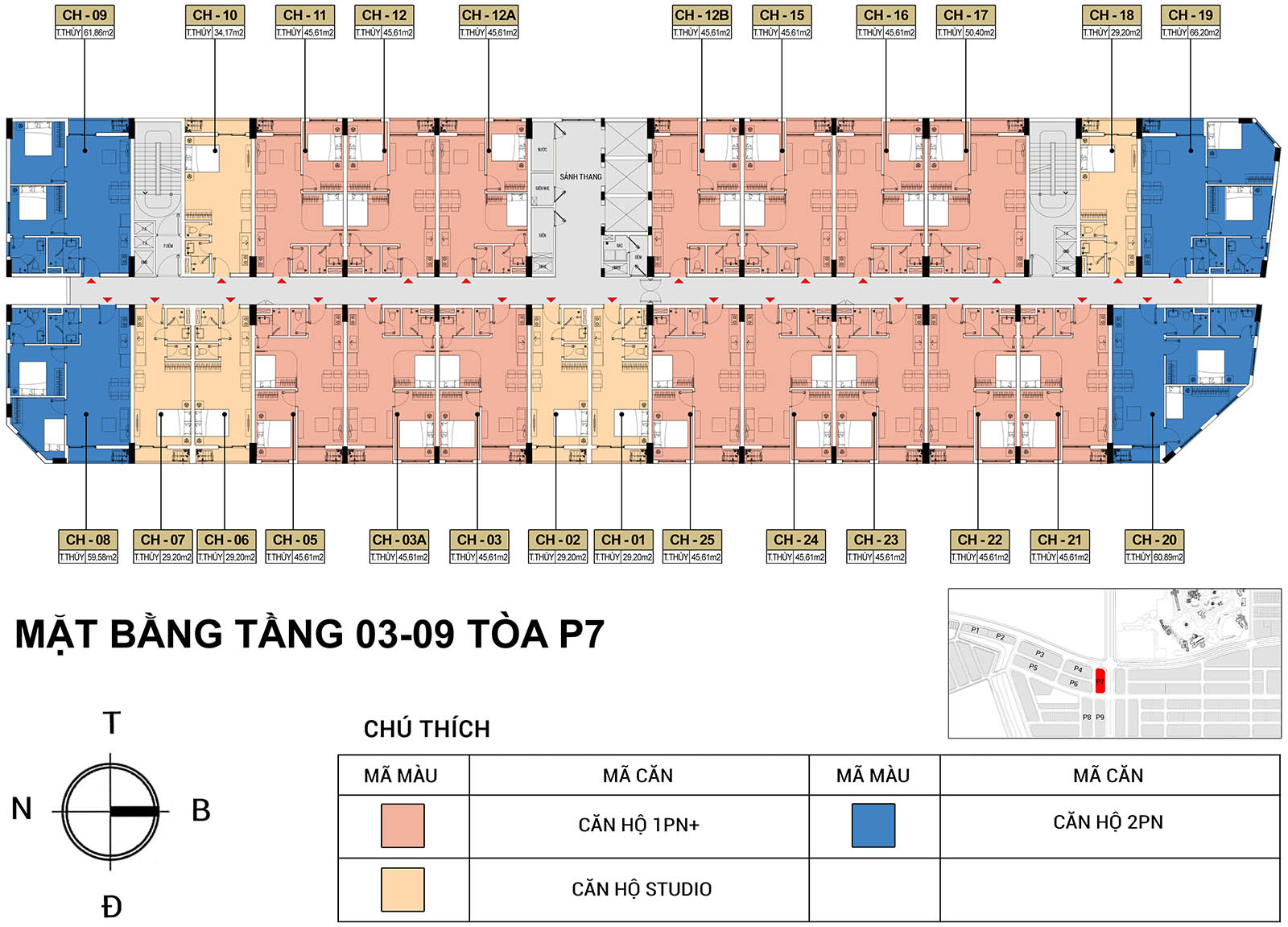 Mặt bằng Tầng 3-9 Tòa P7 Park Residence (Sun Urban City)