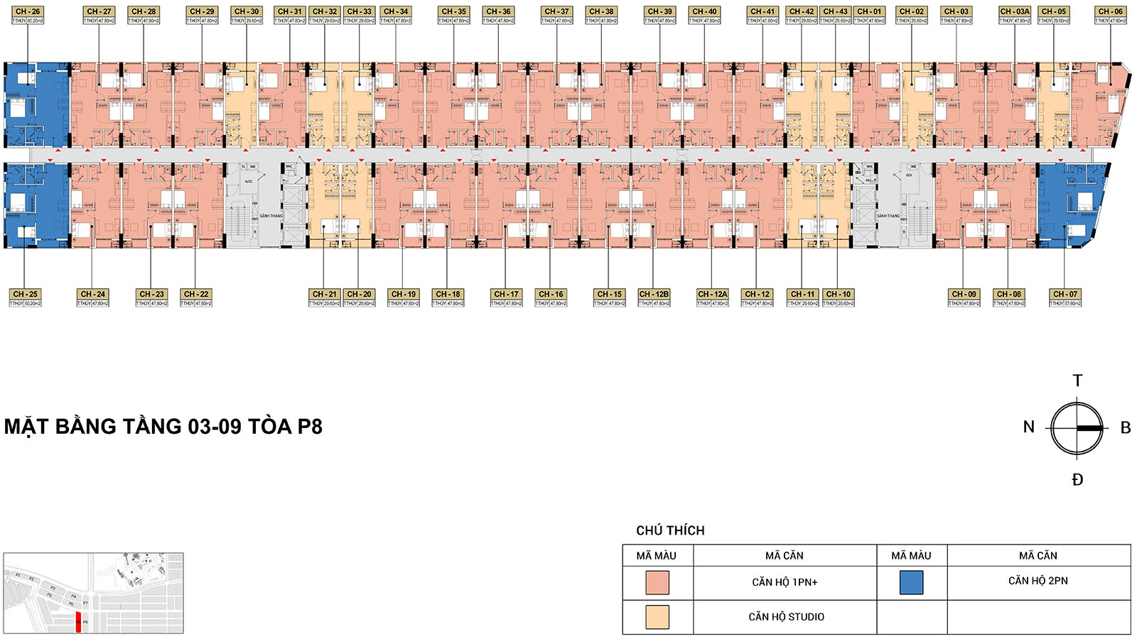 Mặt bằng Tầng 3-9 Tòa P8 Park Residence (Sun Urban City)