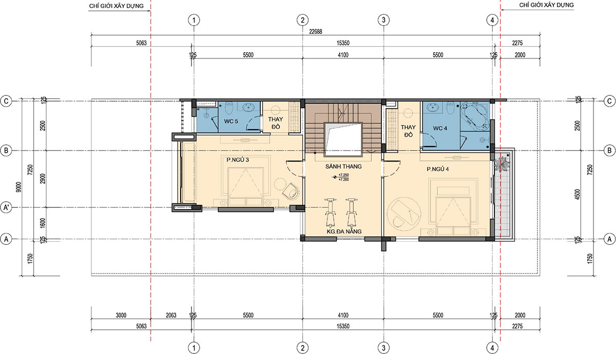 Mặt bằng tầng 3 biệt thự F07-L27 (SL-6.3) An Quý Villa