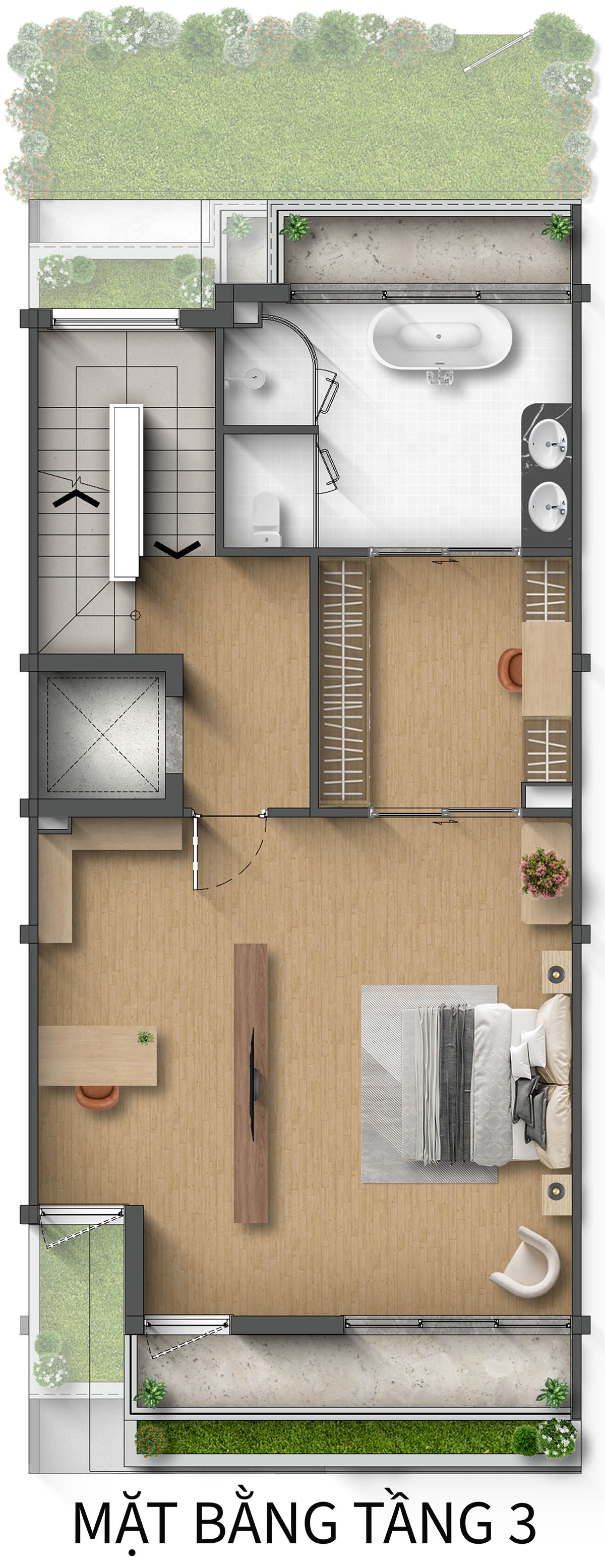 Mặt bằng tầng 3 Biệt thự Liền kề LKA ĐH Taluy dương khu Spring Residences