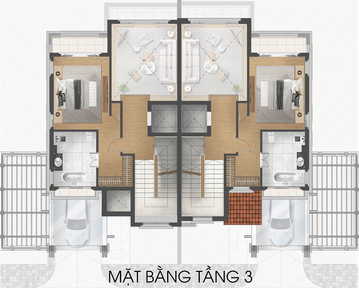 Mặt bằng tầng 3 biệt thự RV2 Valley Park Residences
