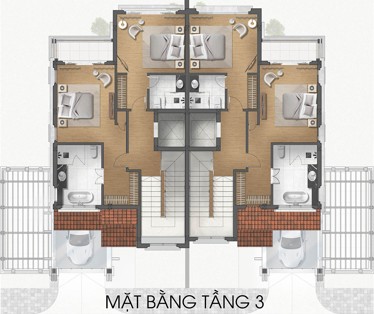 Mặt bằng tầng 3 mẫu RV1 Valley Park Residences