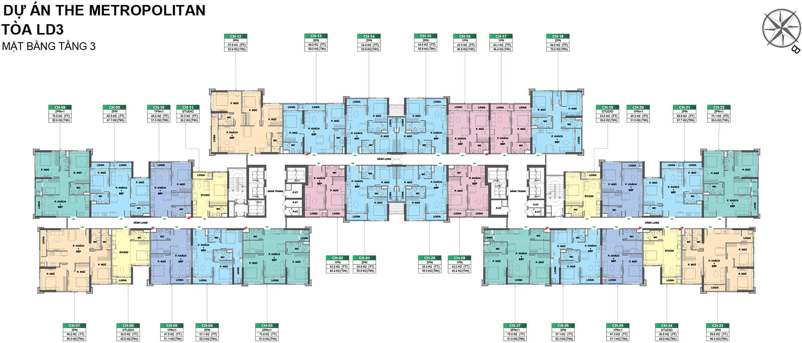Mặt bằng tầng 3 Tòa LD3 The London Vinhomes Ocean Park 1