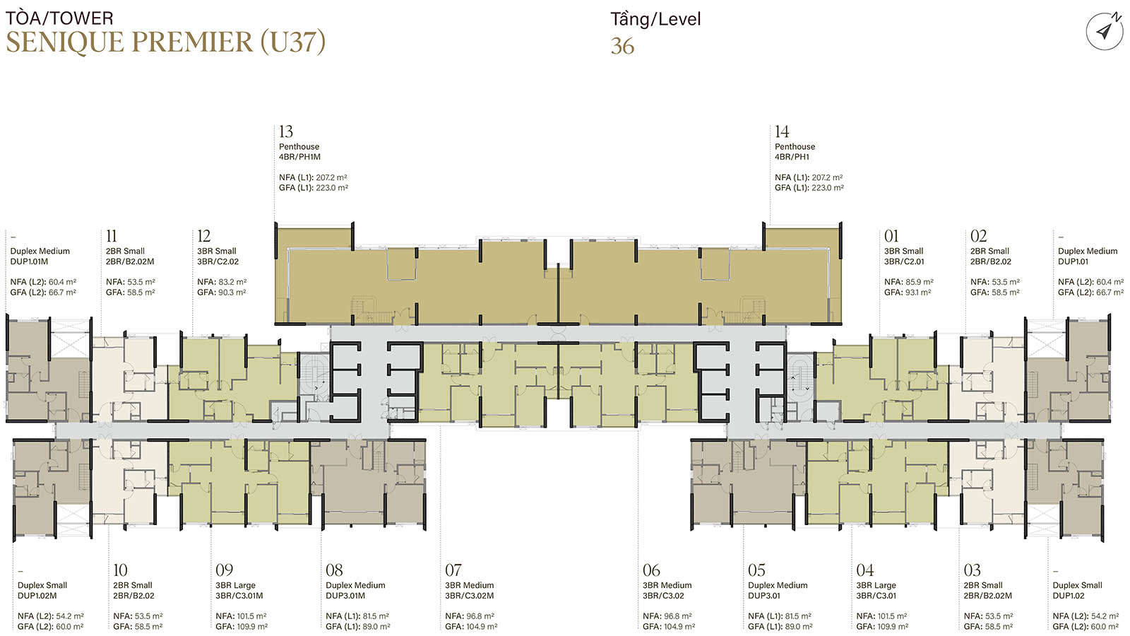 Mặt bằng tầng 36 tòa The Senique Premier (U37)