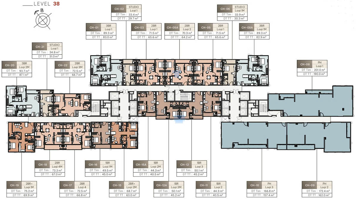 Mặt bằng tầng 38 tòa Majesty (L3)