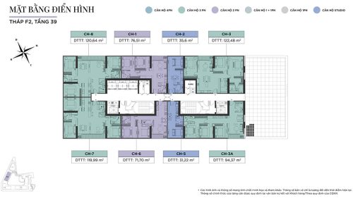 Mặt bằng tầng 39, tháp F2 Sun Feliza Suites
