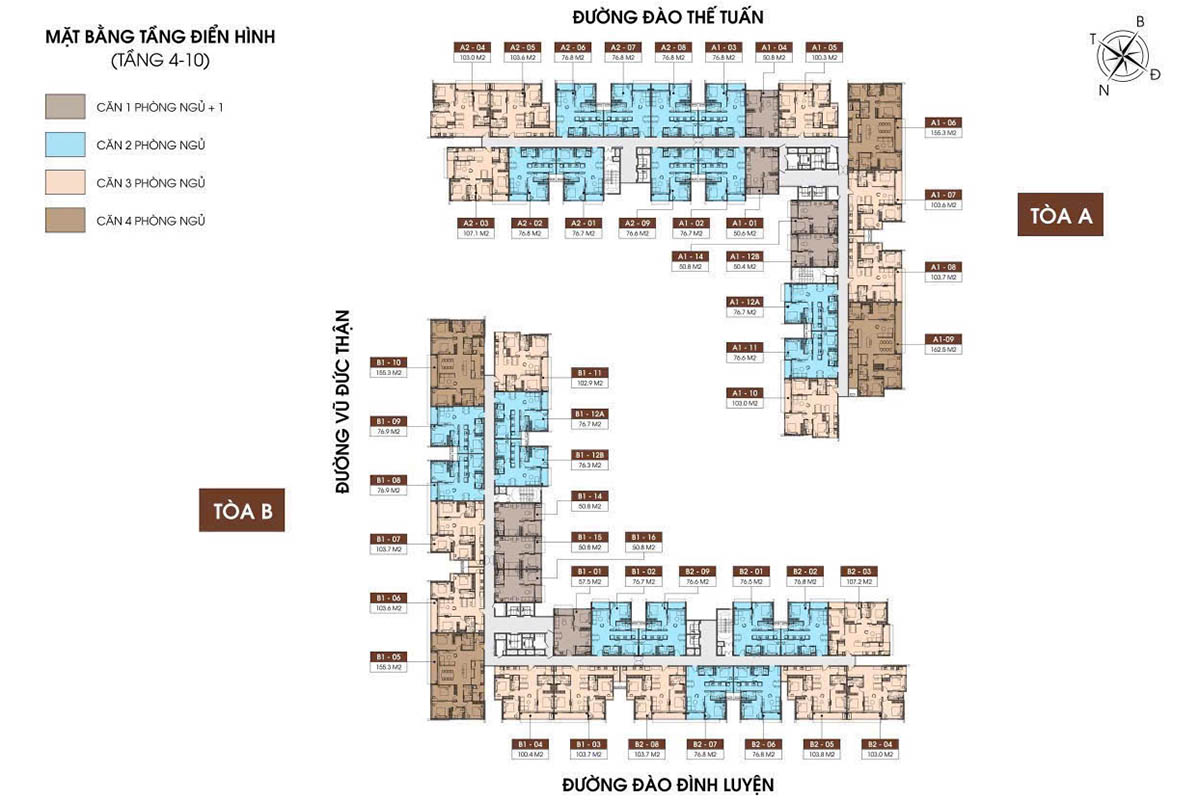 Mặt bằng tầng 4-10 của Long Biên Central (2D)