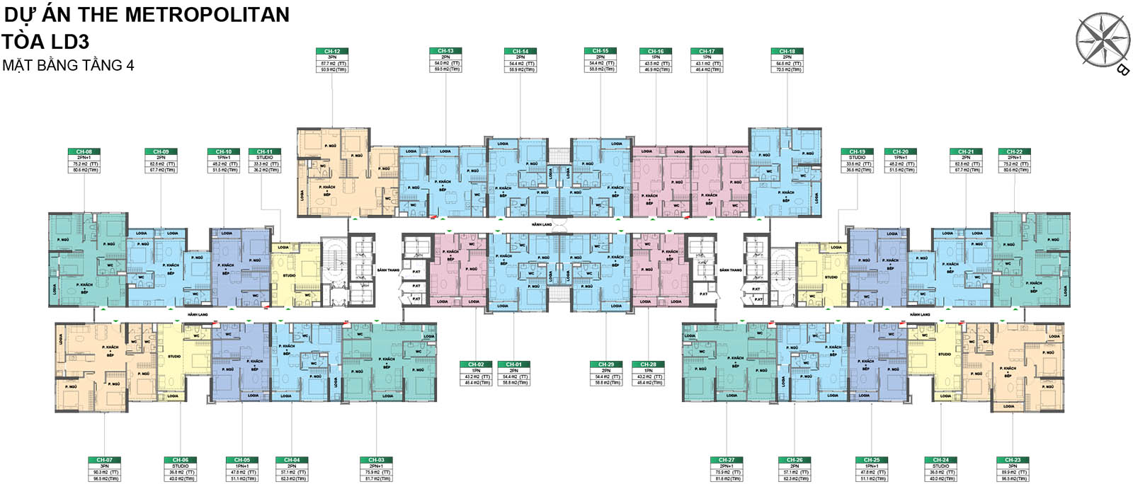Mặt bằng tầng 4 Tòa LD3 The London Vinhomes Ocean Park 1
