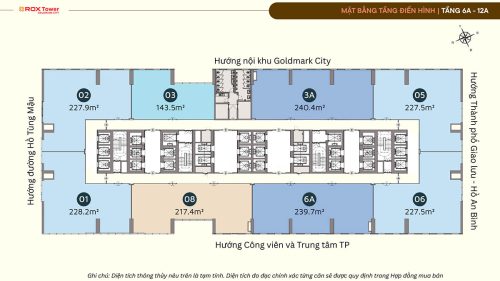 Mặt bằng tầng 6A - 12A tòa Rox Tower Goldmark City