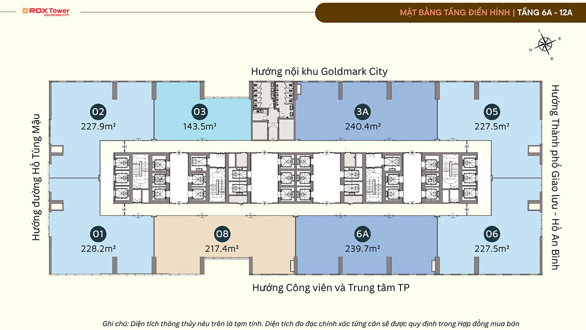 Mặt bằng tầng 6A - 12A tòa Rox Tower Goldmark City