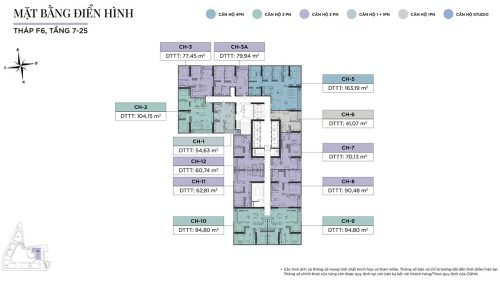 Mặt bằng tầng 7-25, tháp F6 Sun Feliza Suites