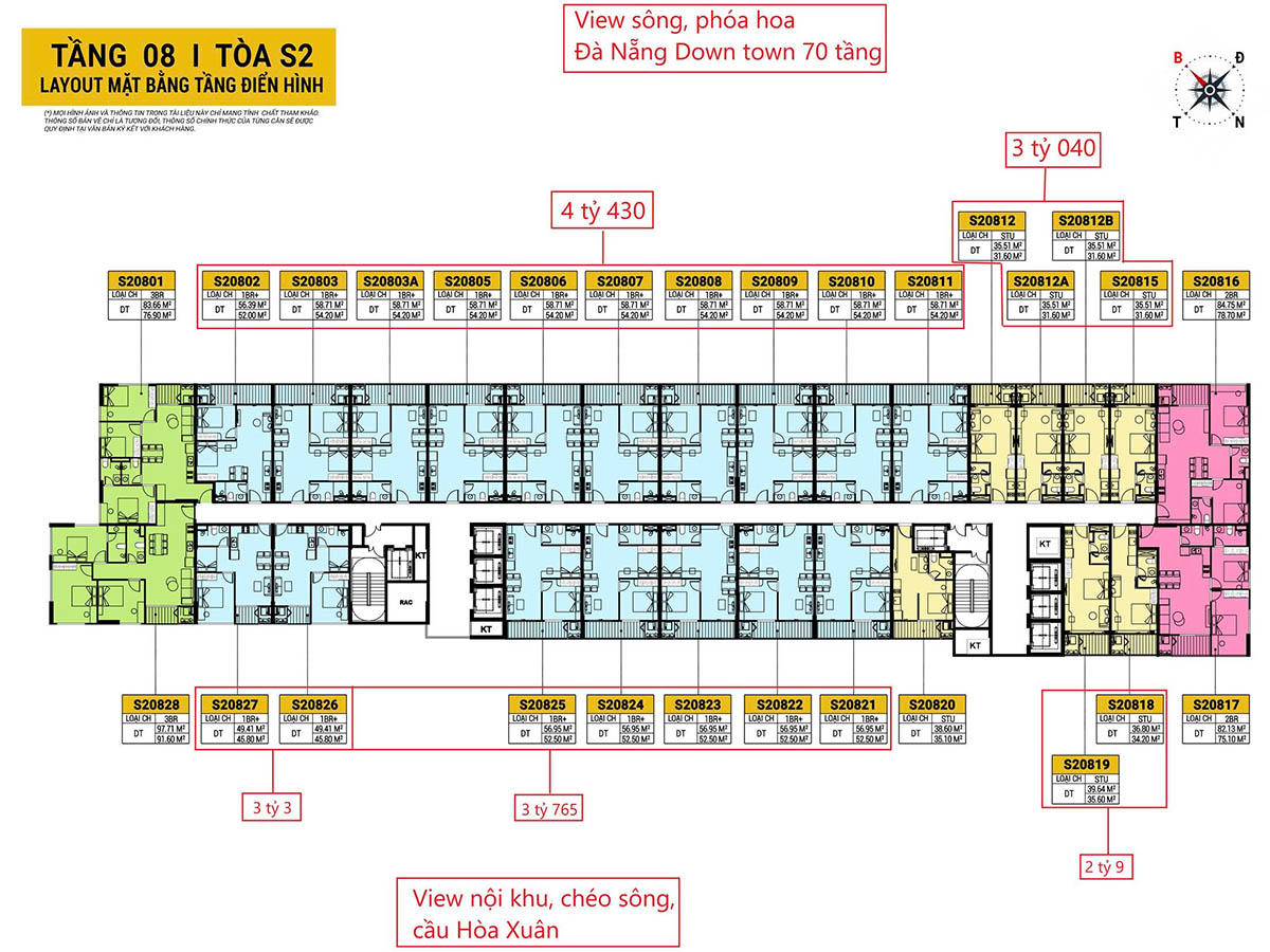 Mặt bằng tầng điển hình tòa S2 (tầng 08)