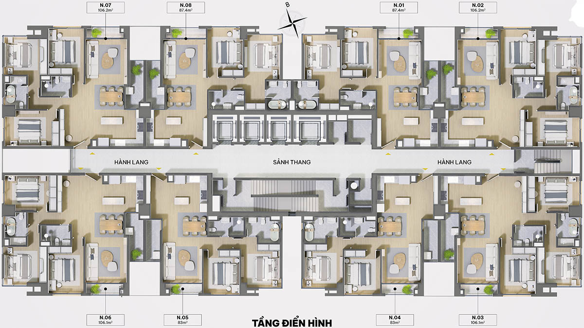 Mặt bằng tầng điển hình tòa The Nelson