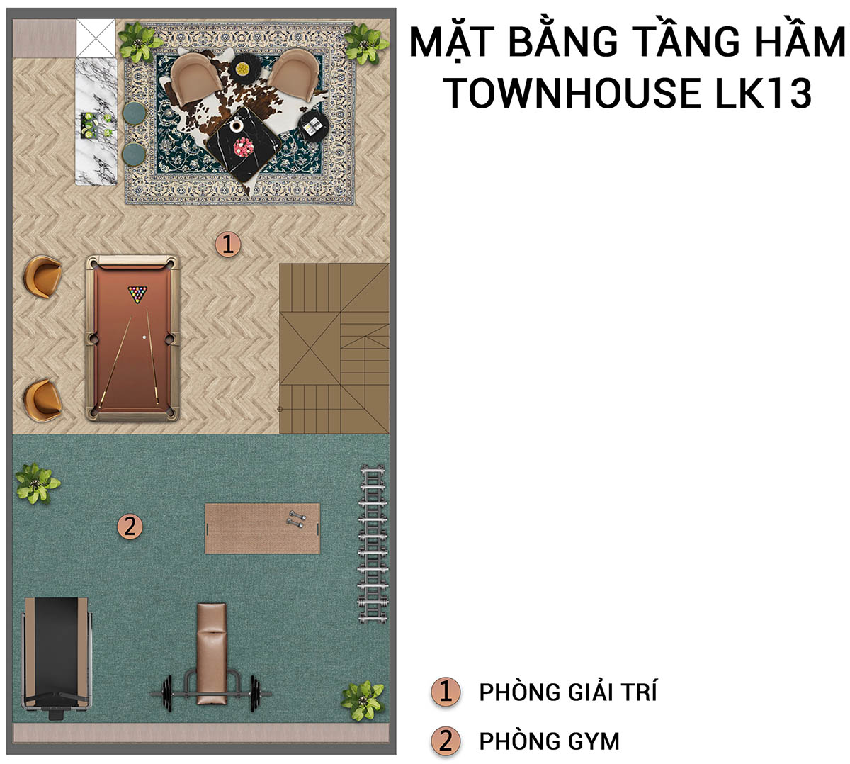 Mặt bằng tầng hầm liền kề Townhouse LK13 (160m2) Sun Urban City