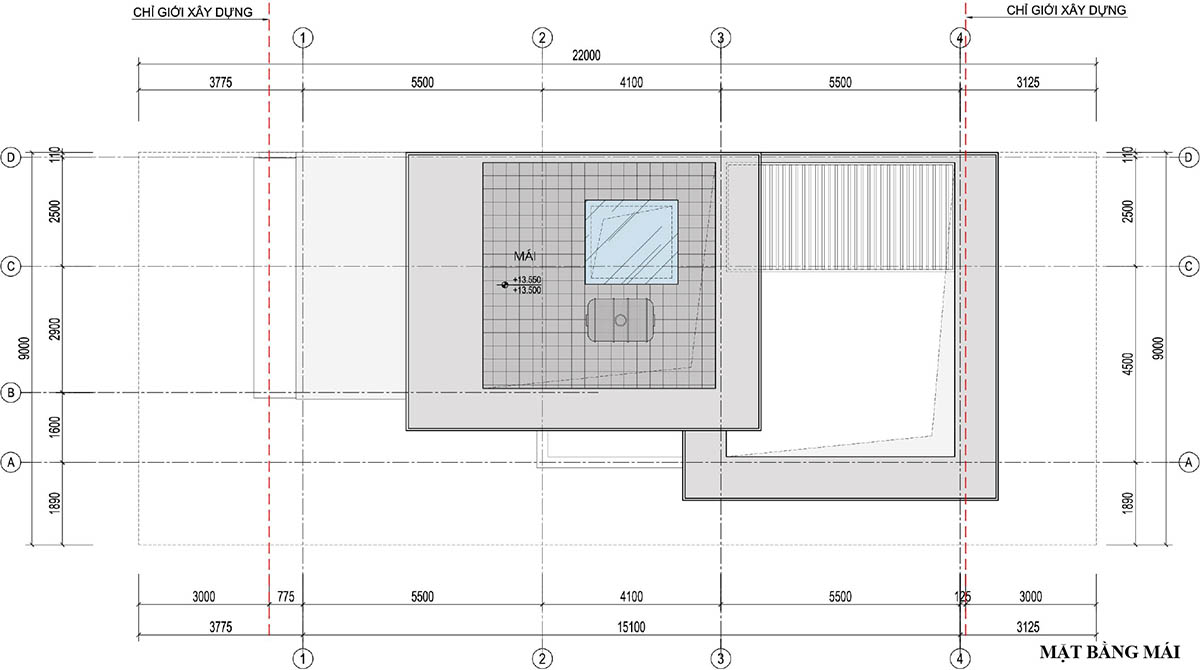 Mặt bằng tầng mái biệt thự F08-L07 (SL-7.1) An Quý Villa
