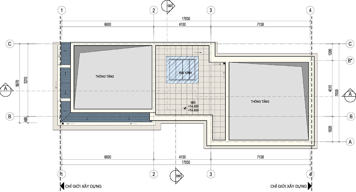 Mặt bằng tầng mái biệt thự khu B S01-L27