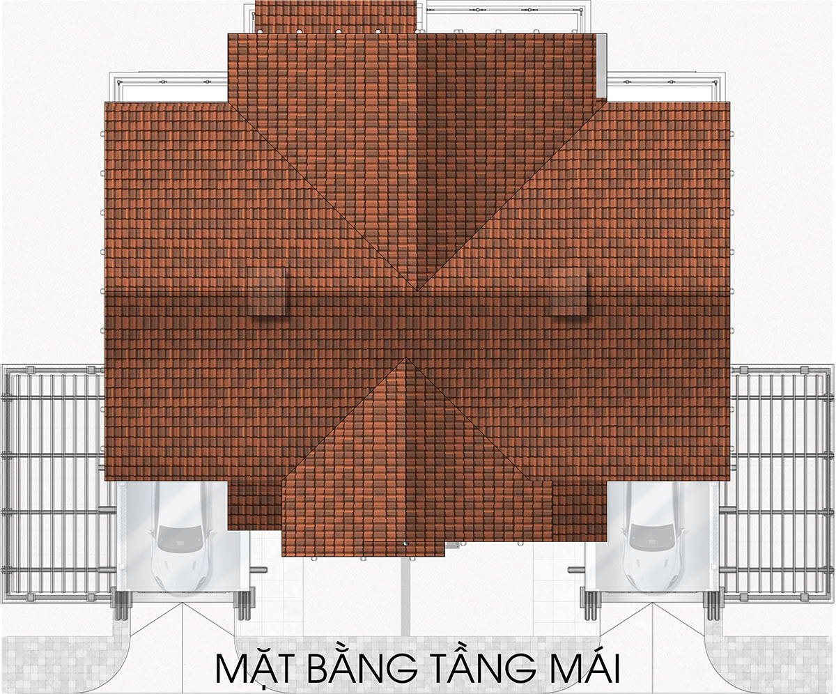 Mặt bằng tầng mái biệt thự RV2 Valley Park Residences