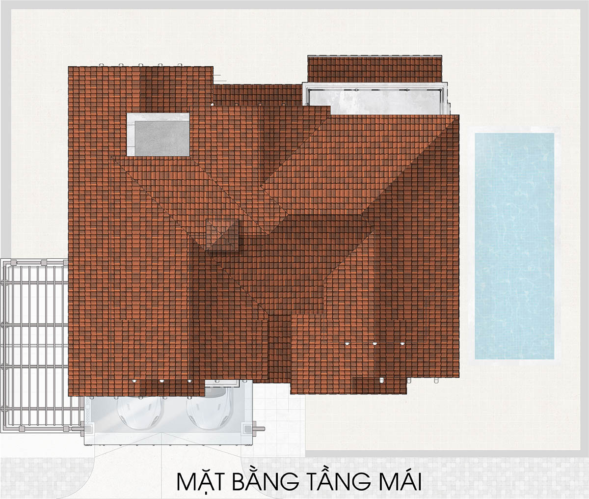 Mặt bằng tầng mái biệt thự RV3 Valley Park Residences